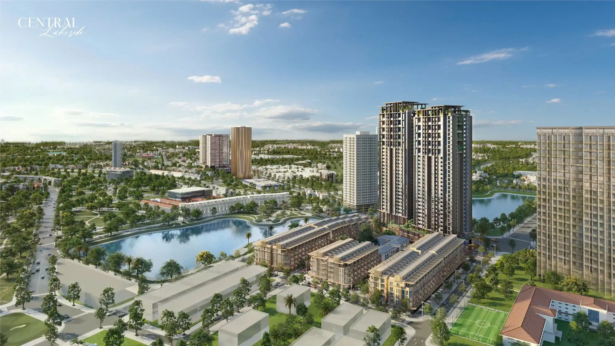 Phối cảnh dự án Central Lakeside từ trên cao.